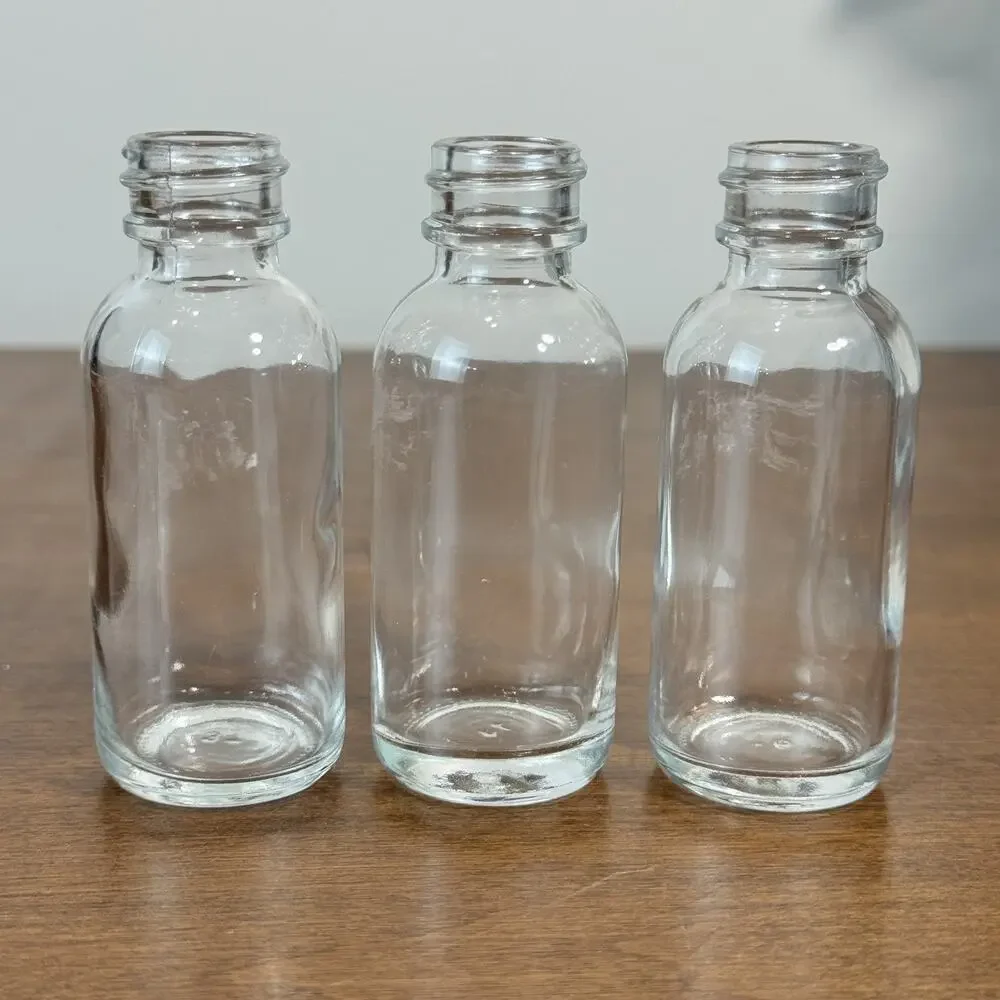 Clear Glass Bottles Empty Refillable Round Travel Size Apothecary